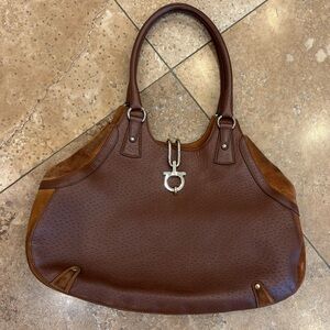 Ferragamo Brown Leather and Suede Women's Bag